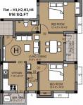 Hallmark Sapphire (2BHK+2T (916 sq ft) 916 sq ft)