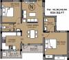 Hallmark Sapphire (2BHK+2T (1,034 sq ft) 1034 sq ft)