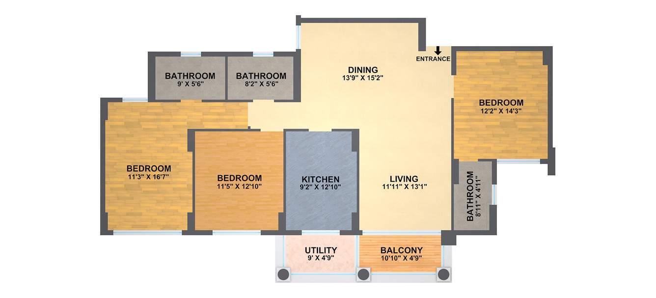 DLF Gardencity (3BHK+3T (1,871 sq ft) 1871 sq ft)
