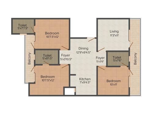 VP 12th Avenue (3BHK+3T (1,350 sq ft) 1350 sq ft) VP 12th Avenue (3BHK+3T (1,350 sq ft) 1350 sq ft)