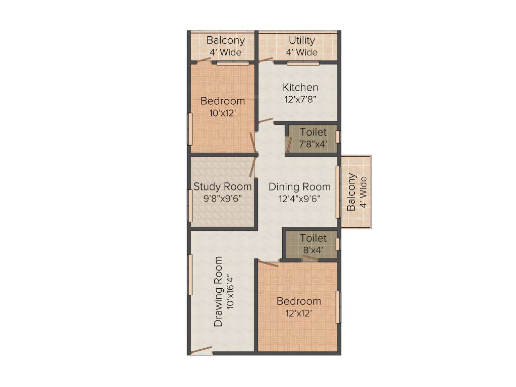 Sekhar Hyde Park (2BHK+2T (1,300 sq ft) + Study Room 1300 sq ft)