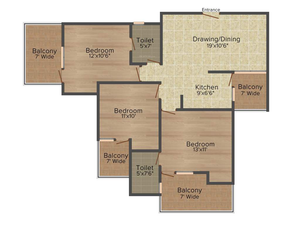 Omkar Royal Nest (3BHK+2T (1,425 sq ft) 1425 sq ft)