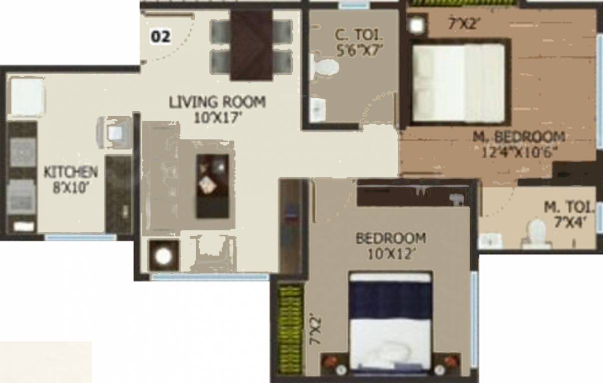 Ms Keytech Ashok Smruti (2BHK+2T (954 sq ft) 954 sq ft) Ms Keytech Ashok Smruti (2BHK+2T (954 sq ft) 954 sq ft)