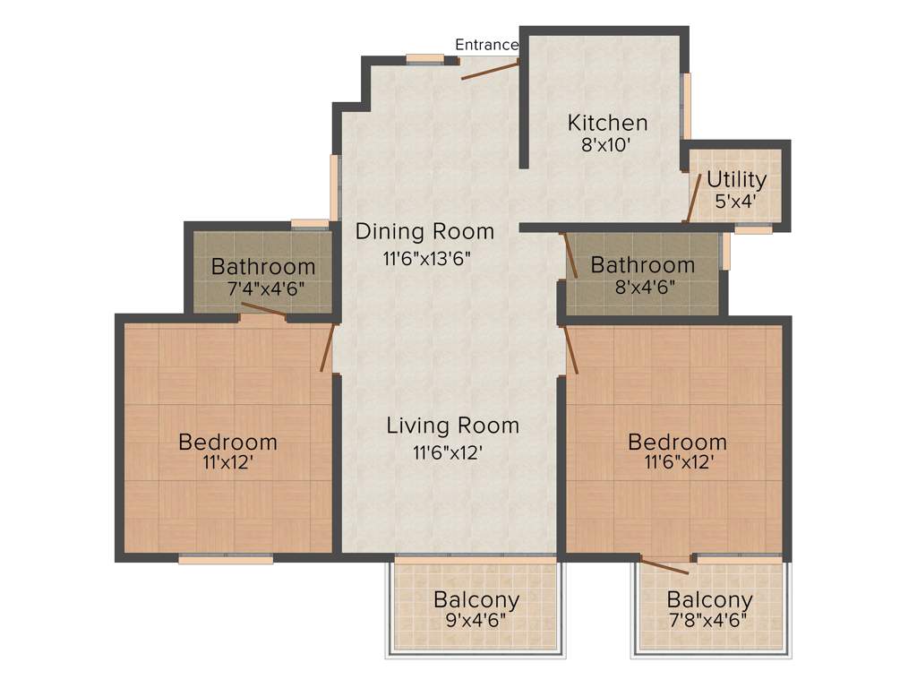 Unishire Atrium (2BHK+2T (1,100 sq ft) 1100 sq ft)