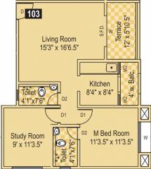Sujay Windchime Homes (2BHK+2T (953 sq ft) 953 sq ft)