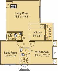 Sujay Windchime Homes (2BHK+2T (892 sq ft) 892 sq ft)