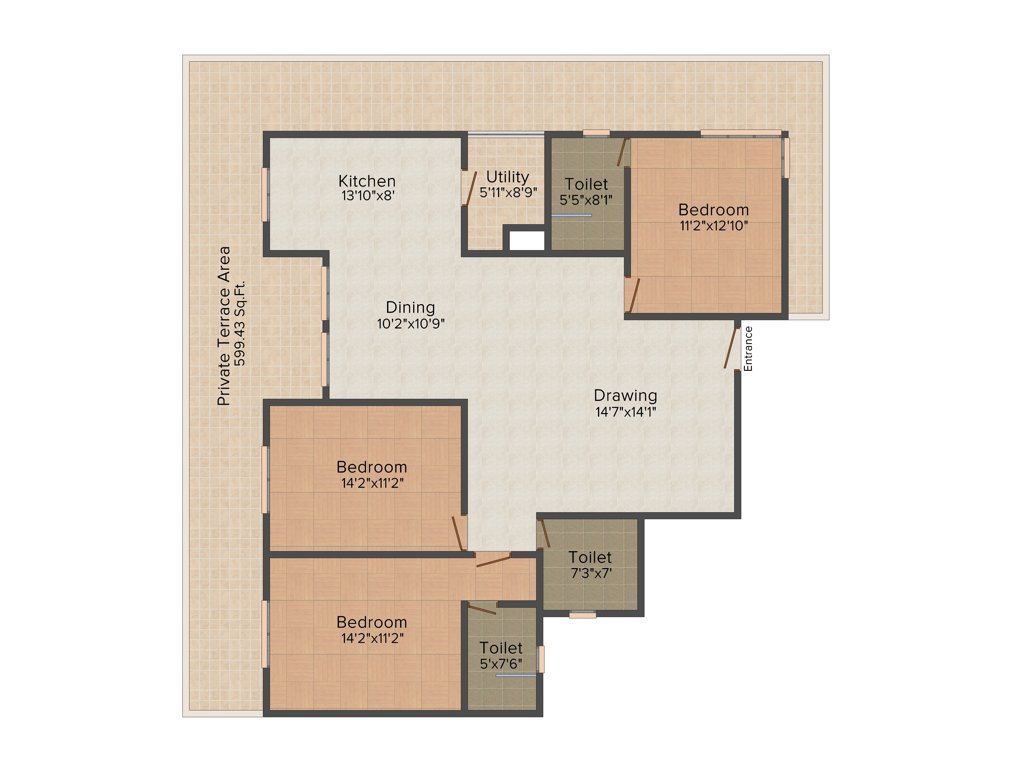 Unishire Terraza (3BHK+3T (1,910 sq ft) 1910 sq ft)