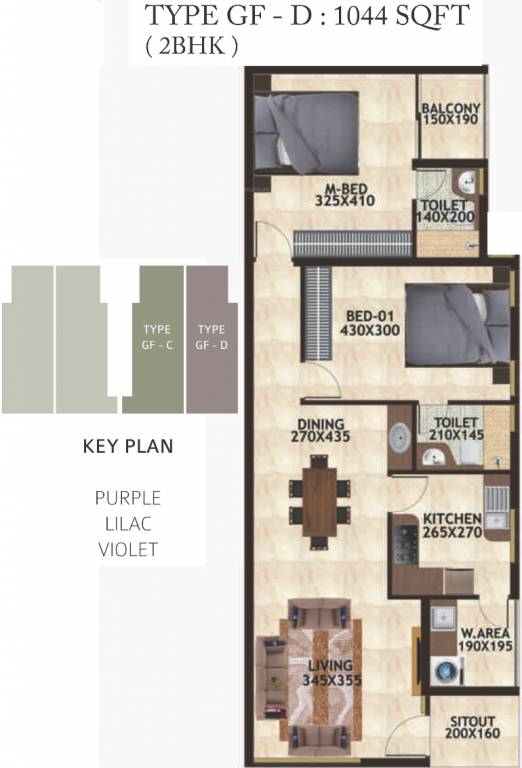 Favourite The Petals Villaments (2BHK+2T (1,044 sq ft) 1044 sq ft)