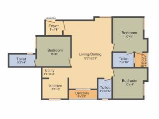 Saradeuz Eden (3BHK+3T (1,198 sq ft) + Pooja Room 1198 sq ft) Saradeuz Eden (3BHK+3T (1,198 sq ft) + Pooja Room 1198 sq ft)