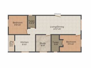 Aara Venus Sudarson (2BHK+2T (1,012 sq ft) + Study Room 1012 sq ft)