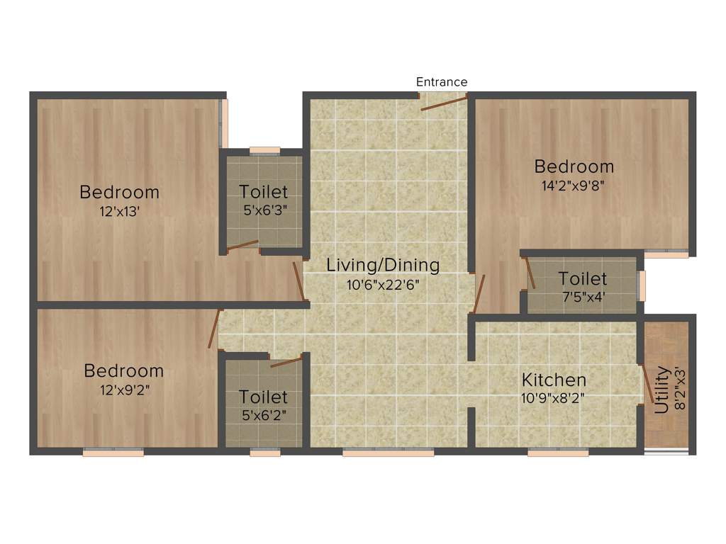 Aara Venus Sudarson (3BHK+3T (1,200 sq ft) 1200 sq ft)