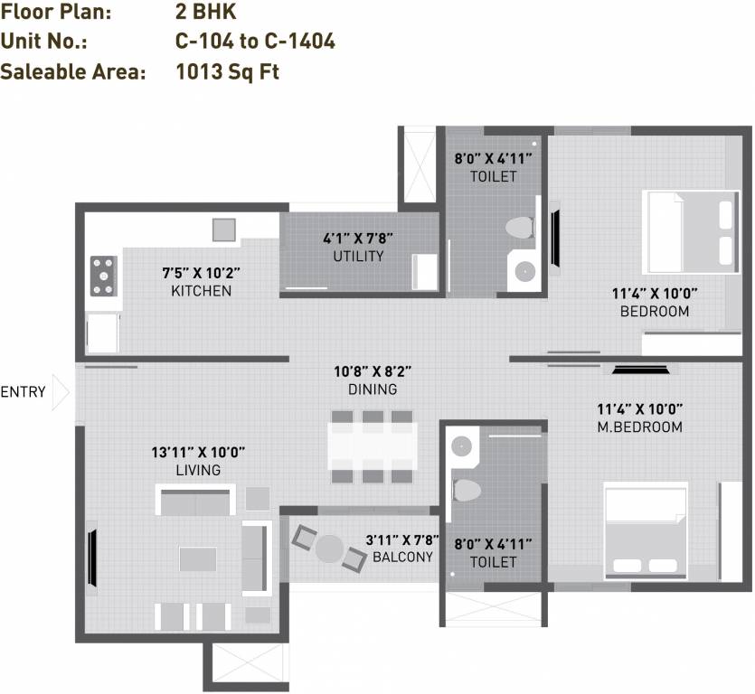Arvind Sporcia (2BHK+2T (1,013 sq ft) 1013 sq ft) Arvind Sporcia (2BHK+2T (1,013 sq ft) 1013 sq ft)