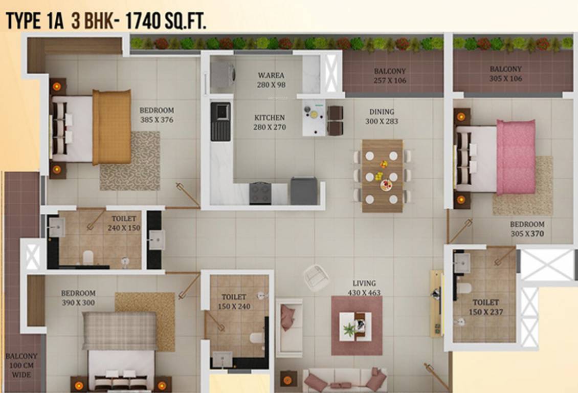 ABAD Mayfair (3BHK+3T (1,740 sq ft) 1740 sq ft) ABAD Mayfair (3BHK+3T (1,740 sq ft) 1740 sq ft)