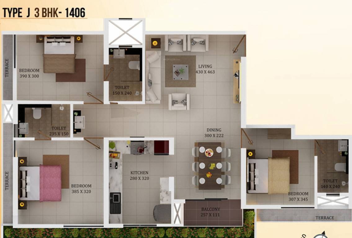 ABAD Mayfair (3BHK+3T (1,406 sq ft) 1406 sq ft) ABAD Mayfair (3BHK+3T (1,406 sq ft) 1406 sq ft)