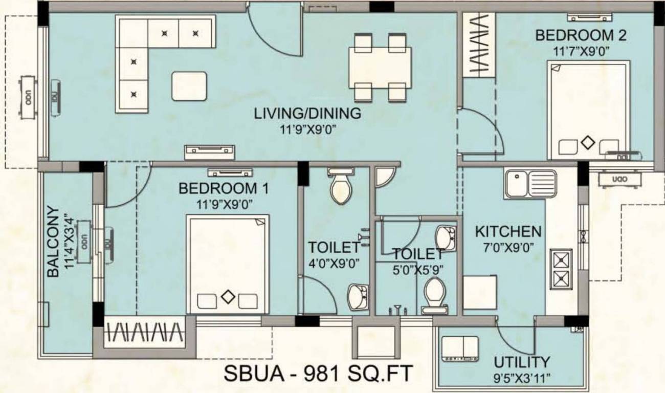 Urban Tree Superb (2BHK+2T (981 sq ft) 981 sq ft) Urban Tree Superb (2BHK+2T (981 sq ft) 981 sq ft)