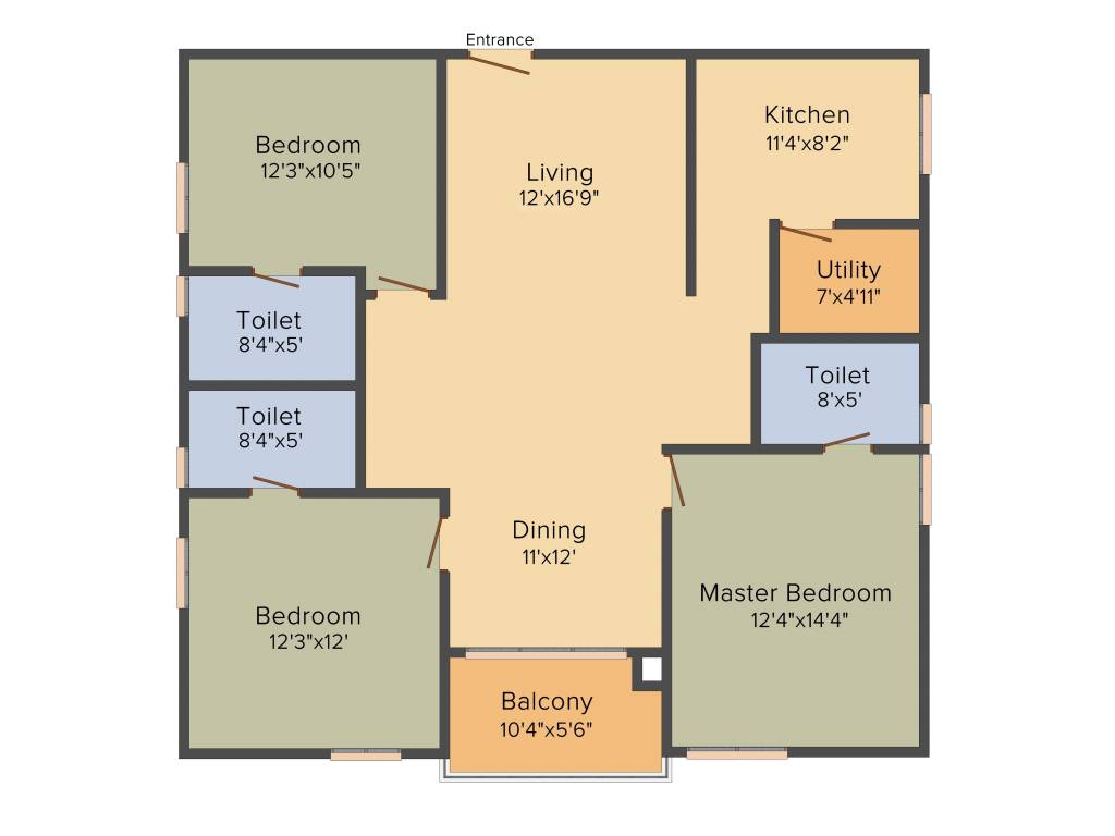 Ramky One Marvel (3BHK+3T (1,620 sq ft) 1620 sq ft)