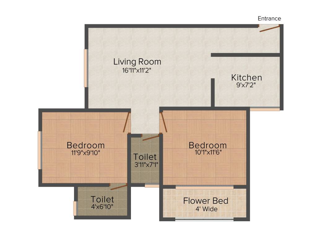 Right Vrindavan (2BHK+2T (1,153 sq ft) 1153 sq ft)