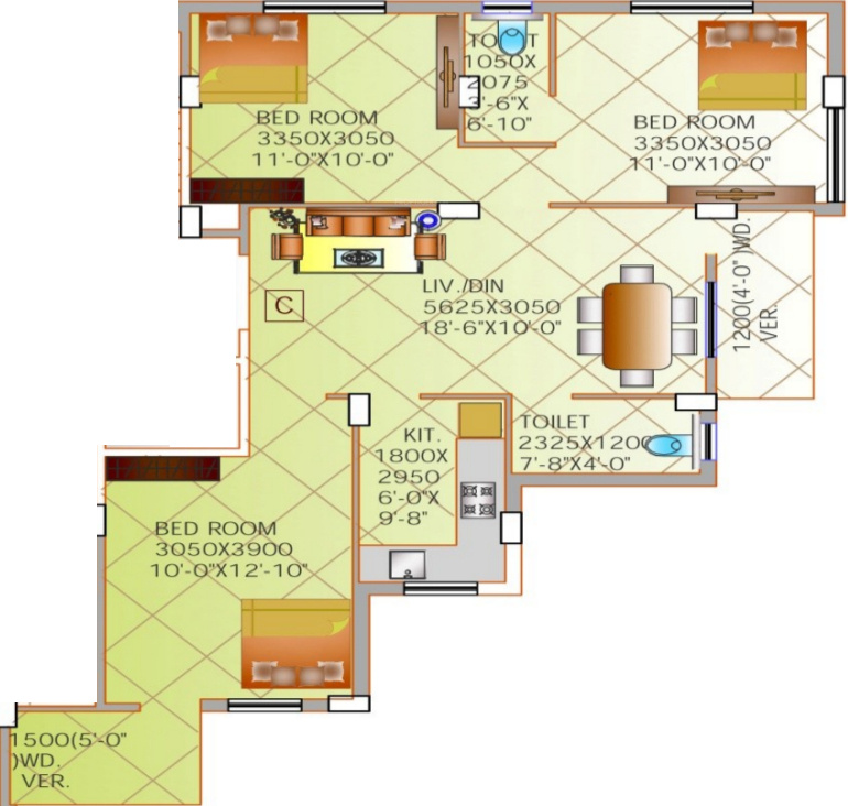 I Land Identity Enclave (3BHK+2T (1,187 sq ft) 1187 sq ft) I Land Identity Enclave (3BHK+2T (1,187 sq ft) 1187 sq ft)