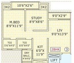 Rashmi Rashmi Garden Phase II Floor Plan (2BHK+2T)