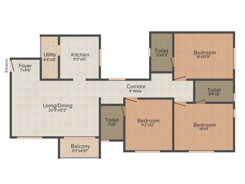 Landmark Evania (3BHK+3T (1,660 sq ft) 1660 sq ft)