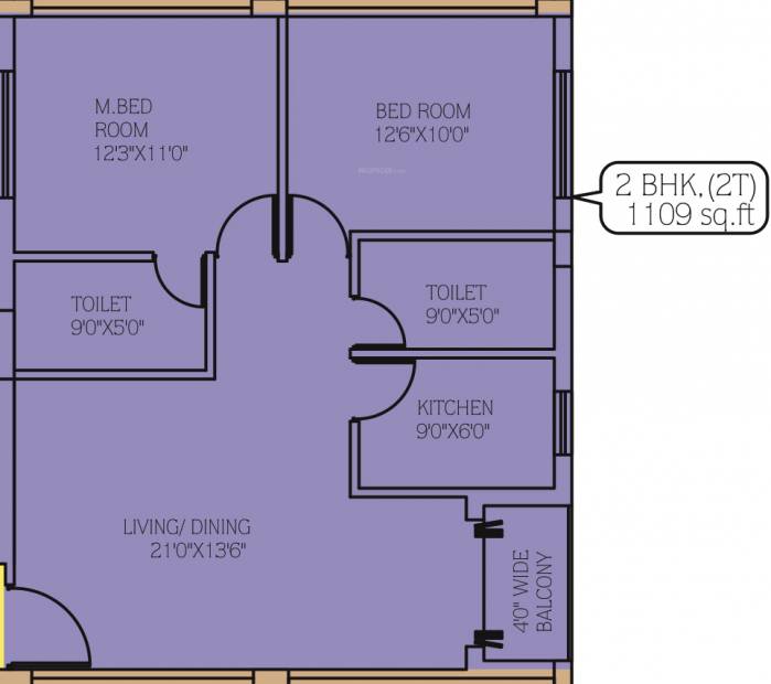 Daffodil La Bella Vista (2BHK+2T (1,109 sq ft) 1109 sq ft)