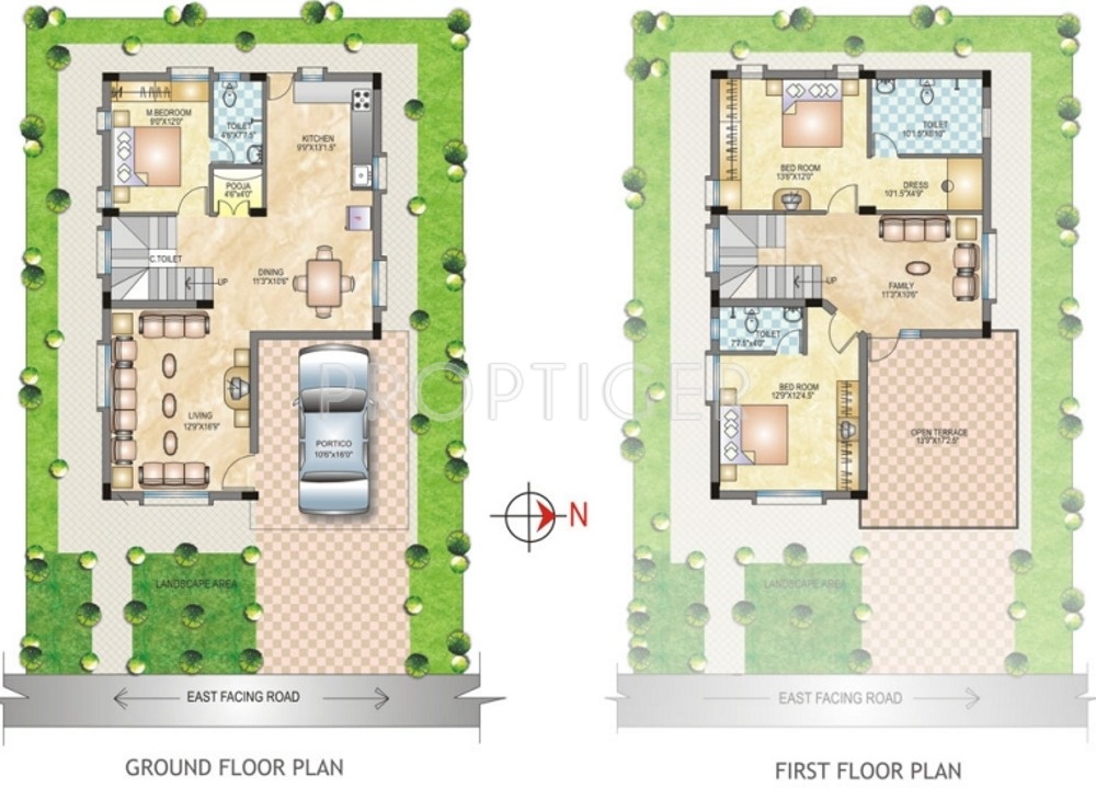 Janani Realtors AVS Residency Floor Plan (3BHK+3T)