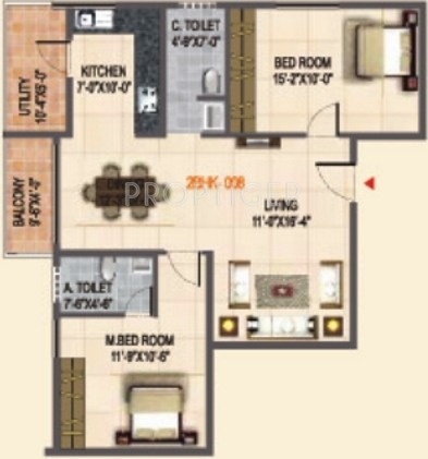 Maruthi Sri Laxmi Arcade (2BHK+2T (1,052 sq ft) 1052 sq ft)