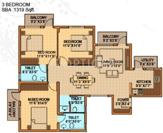Oceanus Royale (3BHK+3T (1,319 sq ft) 1319 sq ft) Oceanus Royale (3BHK+3T (1,319 sq ft) 1319 sq ft)