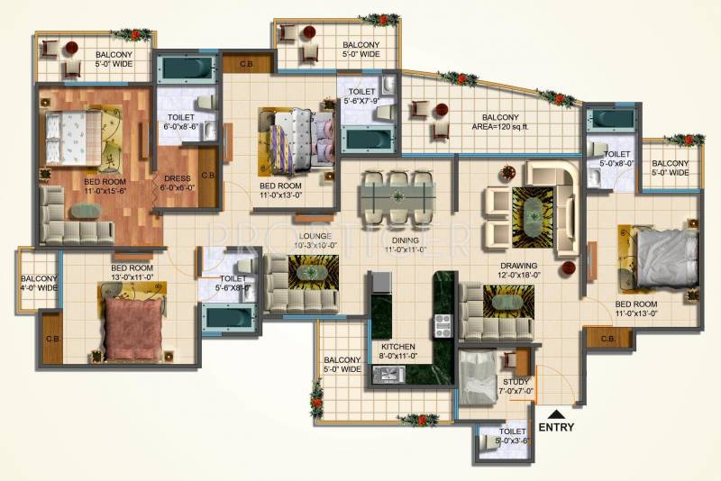 JM Aroma (4BHK+5T (2,550 sq ft)   Study Room 2550 sq ft)