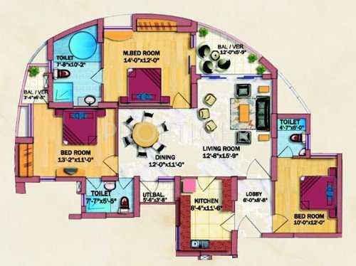Eldeco Olympia (3BHK+3T (1,655 sq ft) 1655 sq ft)