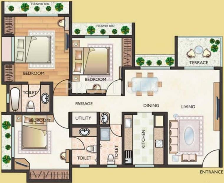 Regency Group Estate Floor Plan (3BHK+3T)