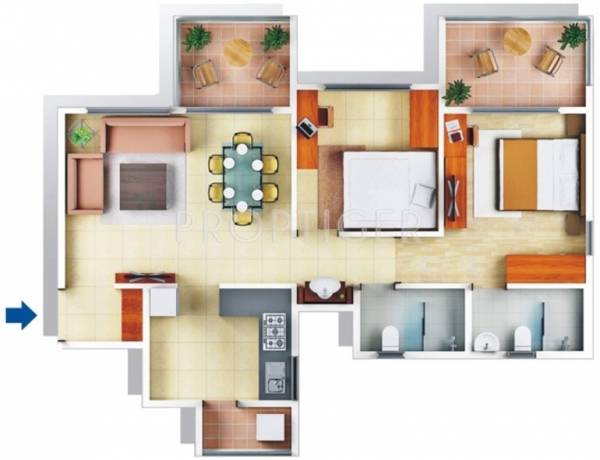 Darode Westside County (2BHK+2T (907 sq ft) 907 sq ft)