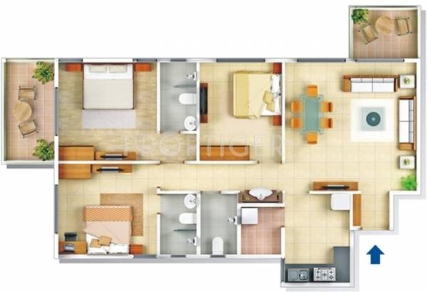 Darode Westside County (3BHK+3T (1,360 sq ft) 1360 sq ft)