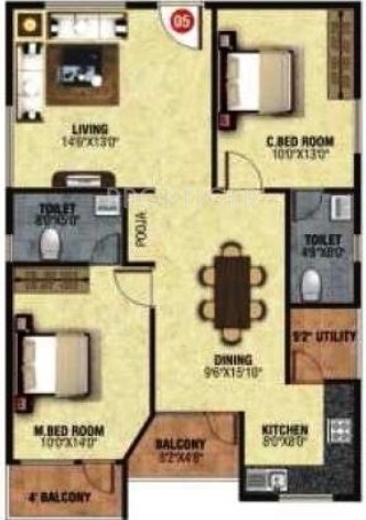 Viceroy Splendor (2BHK+2T (1,150 sq ft) 1150 sq ft)