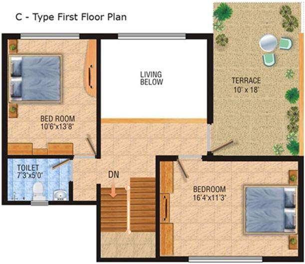 Ashapura Autumn Glow Floor Plan (3BHK+2T)