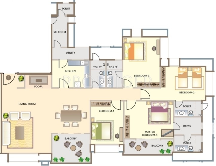 Hiranandani Parks Apartment (4BHK+4T (2,804 sq ft) + Servant Room 2804 sq ft)