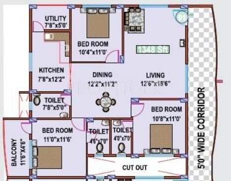 Mahaveer Rhythm (3BHK+3T (1,348 sq ft) 1348 sq ft) Mahaveer Rhythm (3BHK+3T (1,348 sq ft) 1348 sq ft)