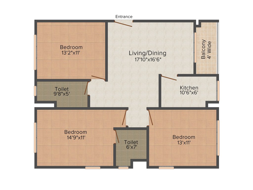 Oswal Orchard County (3BHK+2T (1,421 sq ft) 1421 sq ft)