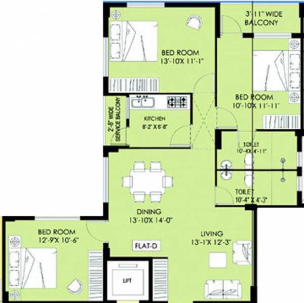 Greenfield Ambience (3BHK+2T (1,314 sq ft) 1314 sq ft) Greenfield Ambience (3BHK+2T (1,314 sq ft) 1314 sq ft)