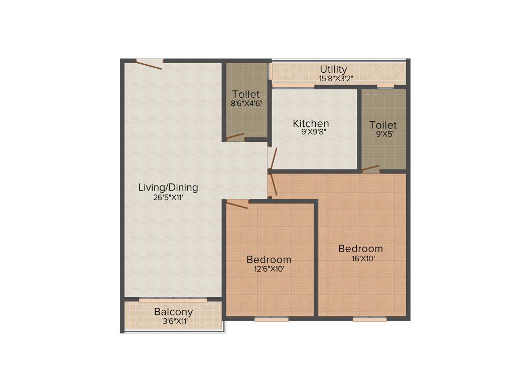 Safco Blue Sky (2BHK+2T (1,148 sq ft) 1148 sq ft)