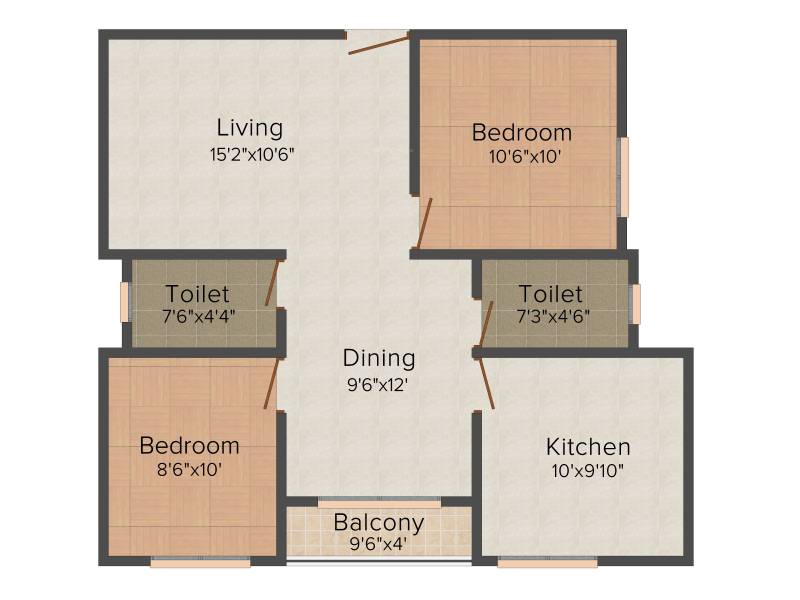 Safco Blue Sky (2BHK+2T (893 sq ft) 893 sq ft)