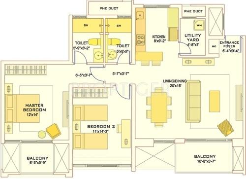 TATA Aquila Heights (2BHK+2T (1,418 sq ft) 1418 sq ft)