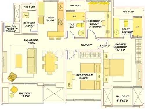 TATA Aquila Heights (2BHK+2T (1,574 sq ft)   Study Room 1574 sq ft)