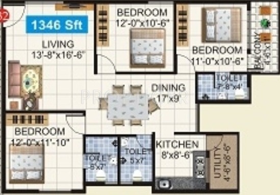 Mahaveer Fortune (3BHK+3T (1,346 sq ft) 1346 sq ft)