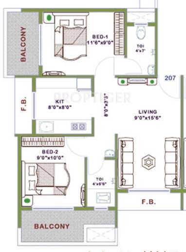 Platinum Regalia (2BHK+2T (1,010 sq ft) 1010 sq ft)