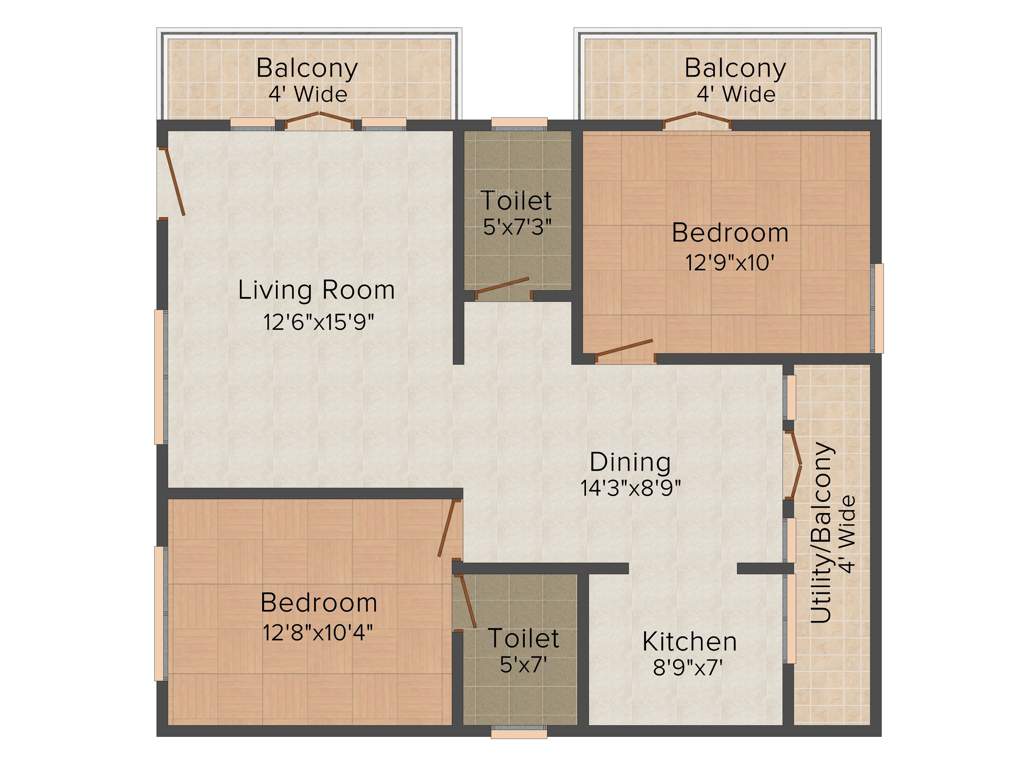 SVR Icon Heights (2BHK+2T (1,186 sq ft) 1186 sq ft)