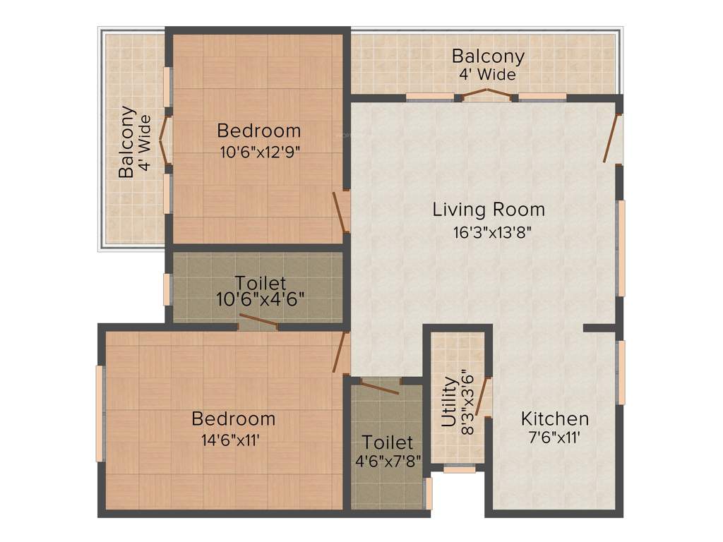 SVR Icon Heights (2BHK+2T (1,140 sq ft) 1140 sq ft)