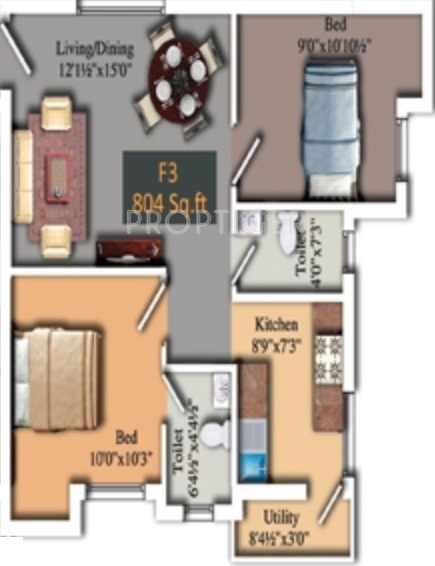 AKM Marvel Homes (2BHK+2T (804 sq ft) 804 sq ft)