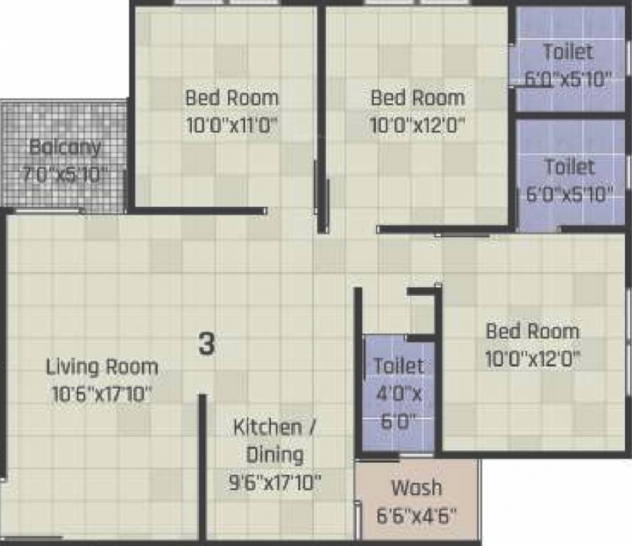 Akshar Pavilion (3BHK+3T (1,400 sq ft) 1400 sq ft)