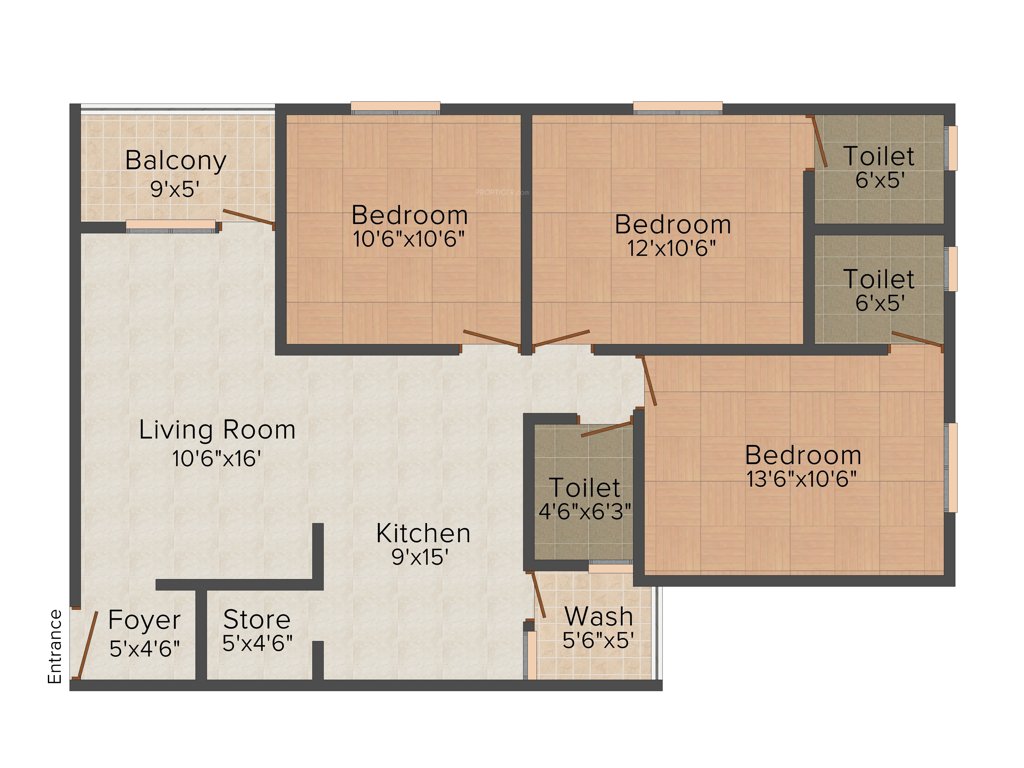 Akshar Pavilion (3BHK+3T (1,450 sq ft) 1450 sq ft)